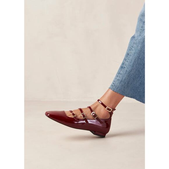 Alohas Luke Multi-Strap Ballerina Shoes Onix Wine Burgundy - 8 - Picture 4 of 8